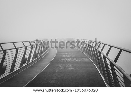 Fog covering the Peace Bridge in Derry Northern Ireland