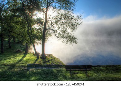 Fog Lifting Off Keystone Lake In Pennsylvania