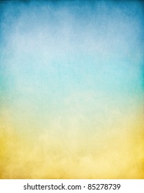 Fog, Mist, And Clouds With A Yellow To Blue Gradient.  Image Has A Textured Paper Overlay And Grain Pattern Visible At 100%.