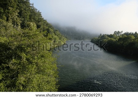 Fog rolling in on the Russian River Duncan Mills California Sonoma County