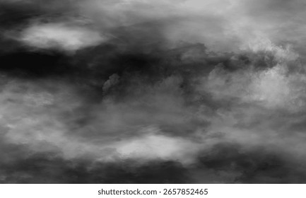 Fog texture enhances a foreboding sky with swirling gray clouds, ideal for creating a mysterious and dramatic atmosphere in designs.