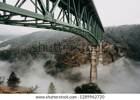 Fog under Foreshill Bridge in Auburn, California.