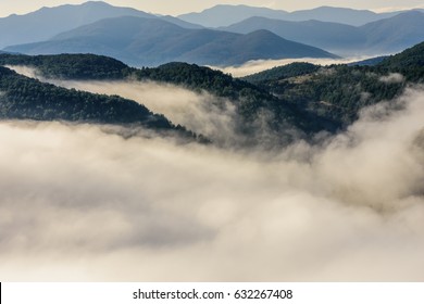 Fog in the valleys of Alta Garrotxa (Catalonia, Spain)