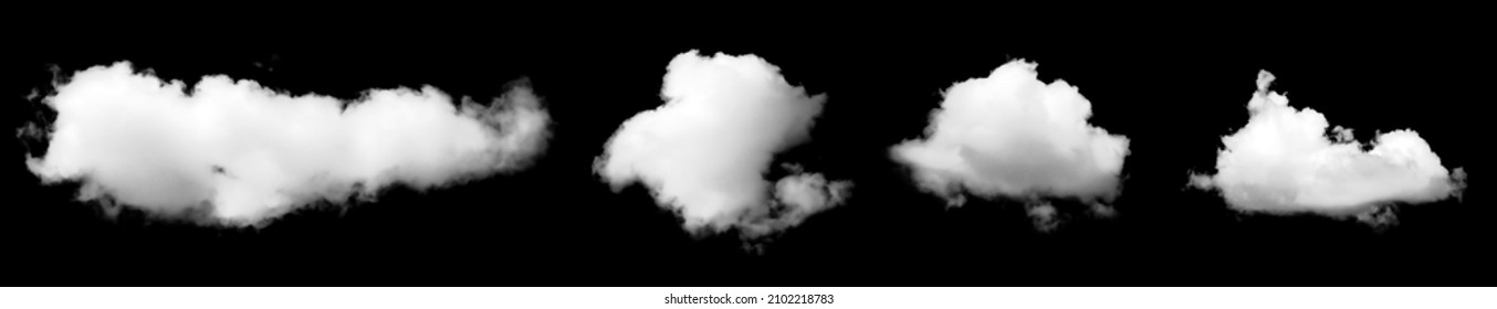 Fog White Clouds Or Haze For Designs Isolated On Black Background