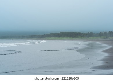 Foggy Coast Of Kunashir Island During Overcast