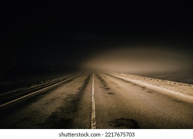 Foggy Misty Road At Night