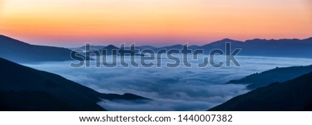 foggy mood over the valley pyrenees Stock photo © 