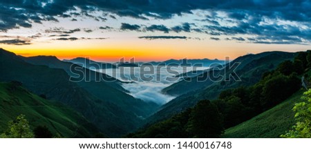 foggy mood over the valley in the pyrenees Stock photo © 