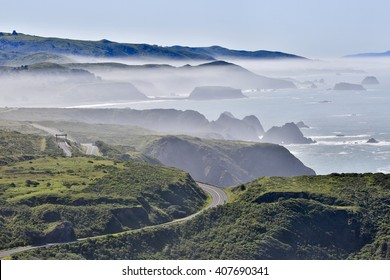 Foggy morning at Bodega Bay via Pacific Coast Highway in Sonoma County, California, USA. - Powered by Shutterstock