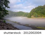 A foggy morning over the Cheoah river at the bottom of Fontana Dam.