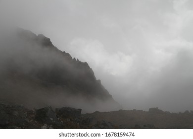 Foggy Mountain In Jungle Beautiful Landscape Peru Mysterious Epic Scene 