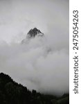 foggy mountain landscape - alpine landscape 