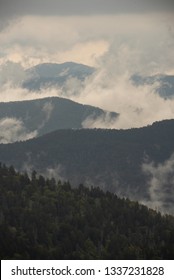 Foggy Mountain Overlook In The Great Smokey Mountains National Park, Tennessee