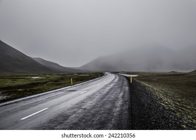 A foggy mountain road in eastern Iceland - Powered by Shutterstock