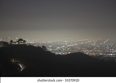 Foggy Night In The Hills Above Hollywood, California.