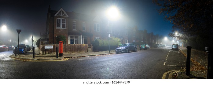 Foggy Night In London Suburb, UK