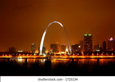 Foggy Night View Of St. Louis Skyline