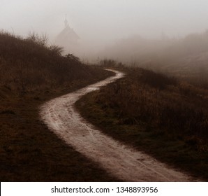 Foggy path. Landscape