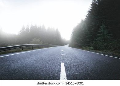 Foggy Road In The Highlands. Scotland