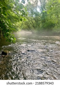 Foggy Spring Creek After A Cold Summer Rain