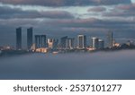 Foggy weather in Istanbul, Turkey. View of the Istanbul Bosphorus Bridge on a foggy morning.