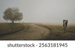 Foggy winter weather on the  lower Po Valley. Medicina, Bologna, Emilia-Romagna, Italy