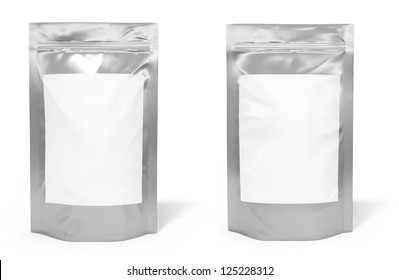 Foil bag package with blank space for label