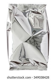 Foil package bag isolated on white with clipping path