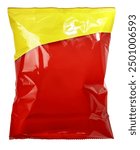 Foil and plastic snack bags mockup isolated on white background. with clipping path