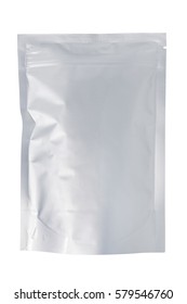 Foil Zip Lock Bag Isolated On White With Clipping Path