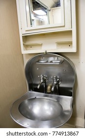 Fold out sink in officers quarters in the USS Albacore WWII research submarine.