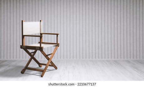 Foldable Director's Chair: Film Industry, Professional Acting School And Video Production Concept