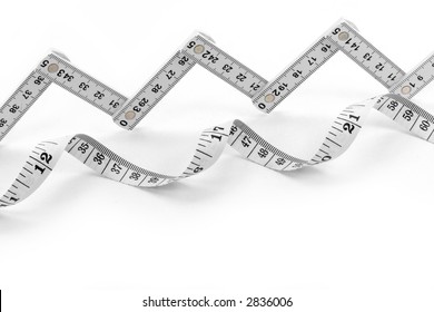 foldable tape Measure and tape Measure with white background - Shutterstock ID 2836006