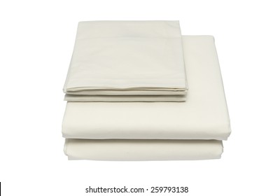 Folded Bed Linen Or Duvet Cover On White Isolated Background