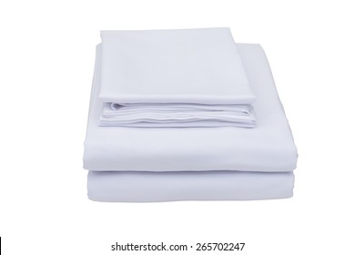 Folded Bed Linen Or Duvet Cover On White Isolated Background