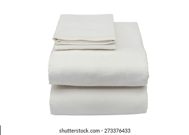 Folded Bedding Sheets On White