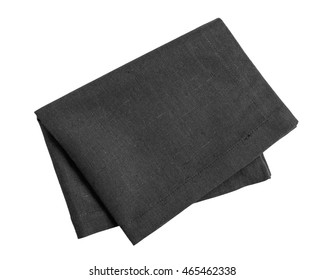Folded black napkin isolated on white background