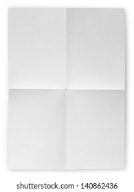 Folded Blank Sheet Of Paper Isolated On White With Clipping Path