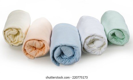 Folded Blankets, Isolated On White Background