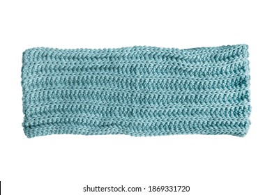 Folded Blue Knit Scarf Isolated Over White