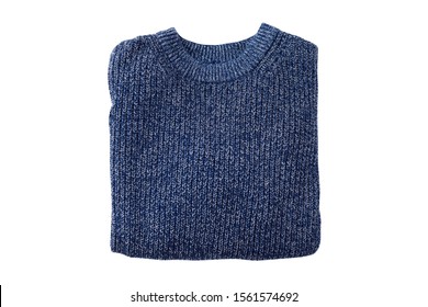 
Folded Blue Sweater Isolated On White Background