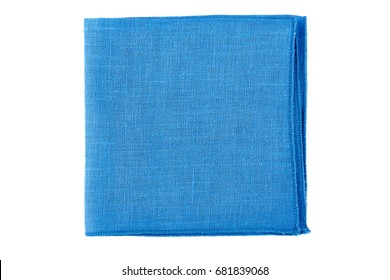 Folded Blue Textile Napkin On White