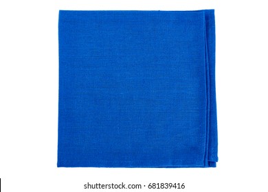 Folded Blue Textile Napkin On White