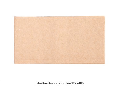 Folded Brown Tissue Napkin Or Recycled Tissue Paper Sheet Used In Restaurant Or Coffee Shop Isolated On White Background