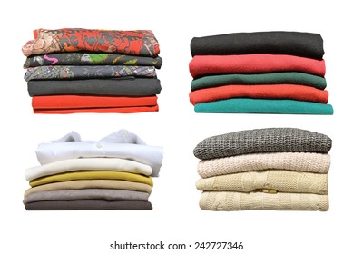 Folded Clothes, Isolated On A White Background