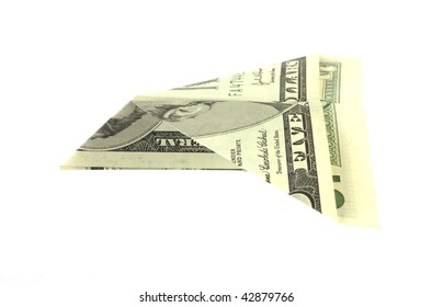 Folded Five Dollar Bill Paper Airplane