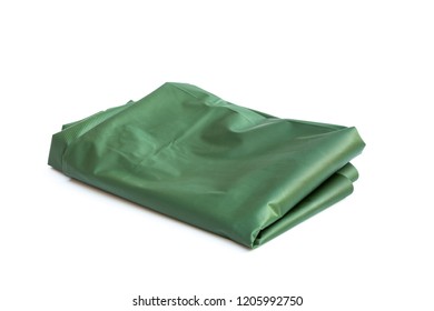 Folded Green Plastic Sheet On White Background