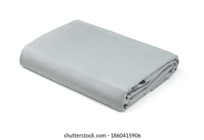 Folded Grey Cotton Bedding Sheets Isolated On White