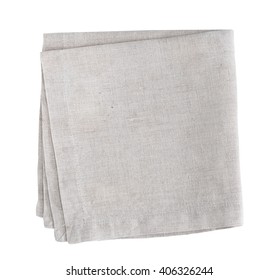 Folded grey cotton napkin isolated on white background 