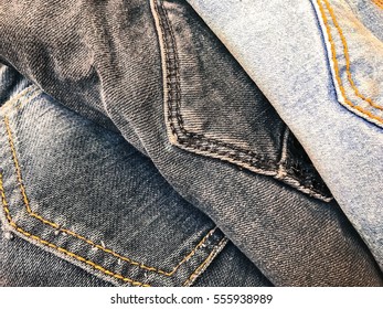 Folded Jeans Stack Close View Background Stock Photo 555938989 ...